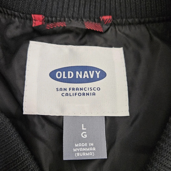Old Navy Quilted Vest Red Buffalo Plaid Checks Sleeveless Full Zip Lightweight - Picture 5 of 8